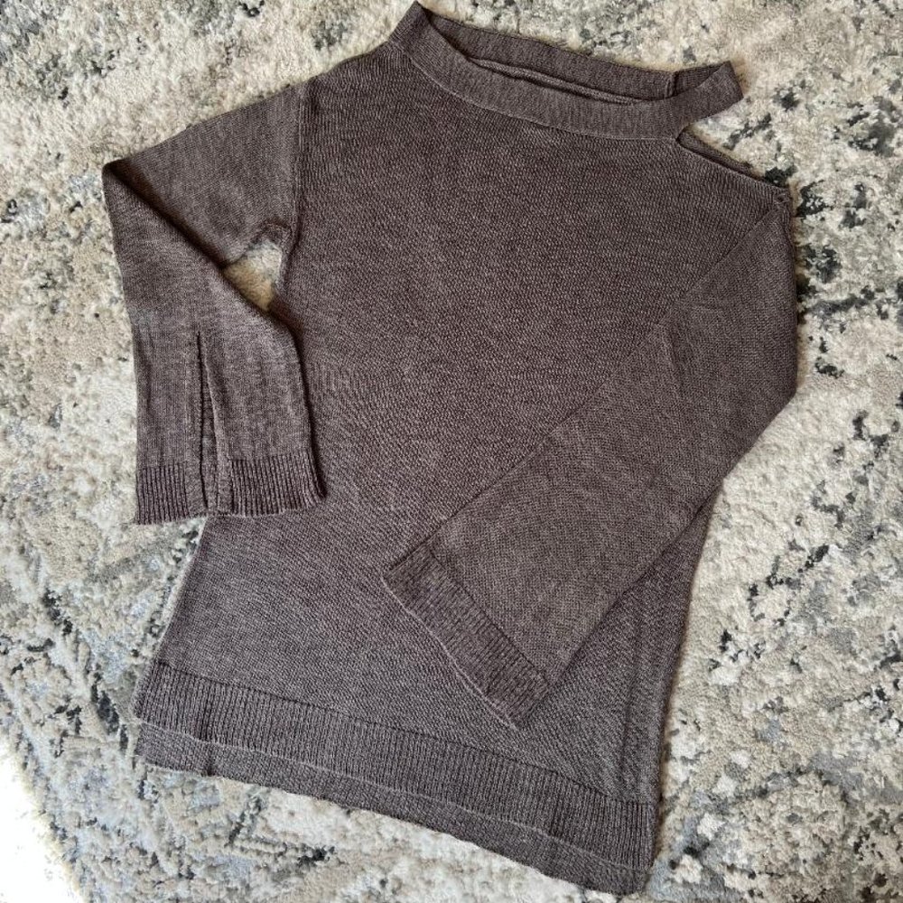 XS Michael Stars Cutout Shoulder Tunic Linen Sweater